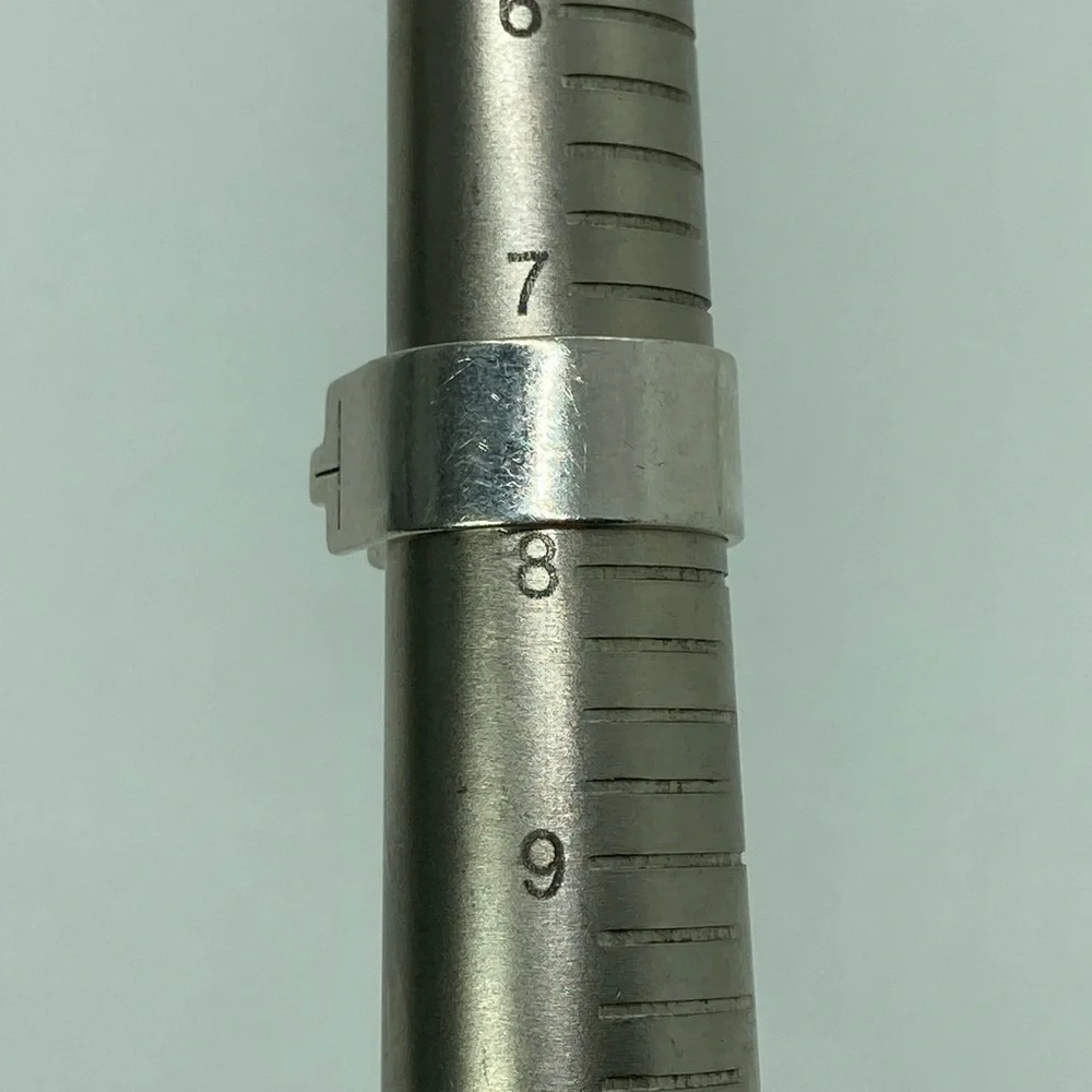 Vtg Navajo Sterling Turquoise & Opal Wide Modernist Style Ring Sz 7.5 Ann Curley - Picture 12 of 13